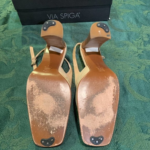 Via Spiga Desert Suede Slingback Block Heel Sandal Shoes Sz 11M - Picture 6 of 7